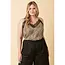 Plus  Animal Print Spaghetti Strap Lace Top - Sand