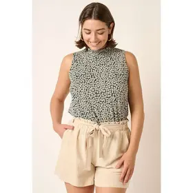 PLUS Flower Print Ruffle Top - Green