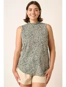 PLUS Flower Print Ruffle Top - Green