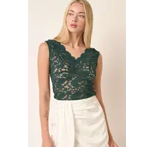 Minalla Lace Tank Top - Forest Green