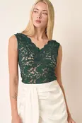 Minalla Lace Tank Top - Forest Green