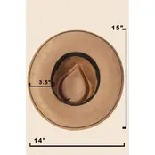 Embroidered Flower Strap Fedora Hat - Brown