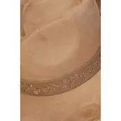 Embroidered Flower Strap Fedora Hat - Brown