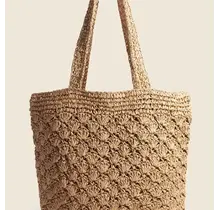 Intricate Braided Deep Tote Bag - Khaki