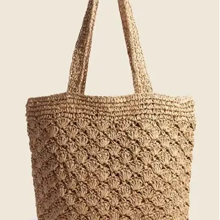 Intricate Braided Deep Tote Bag - Khaki