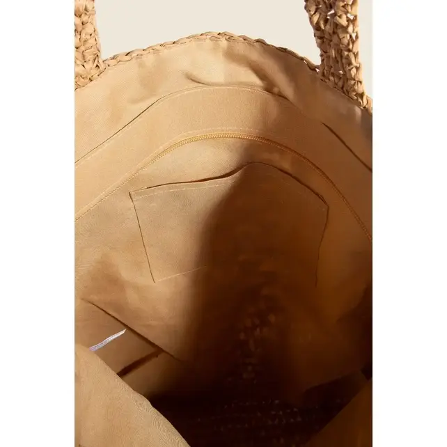 Intricate Braided Deep Tote Bag - Khaki