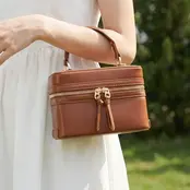 Fashion Boxy Crossbody Bag - Brown