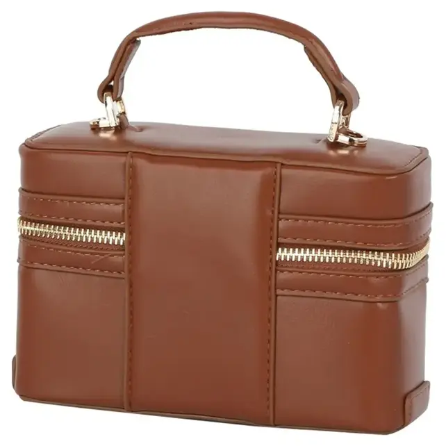 Fashion Boxy Crossbody Bag - Brown