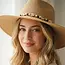 Beaded Cowrie Shell Straw Cowboy Hat - Khaki