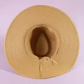 Beaded Cowrie Shell Straw Cowboy Hat - Khaki