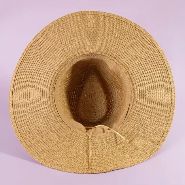 Beaded Cowrie Shell Straw Cowboy Hat - Khaki