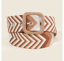 Chevron Pattern Belt - Khaki