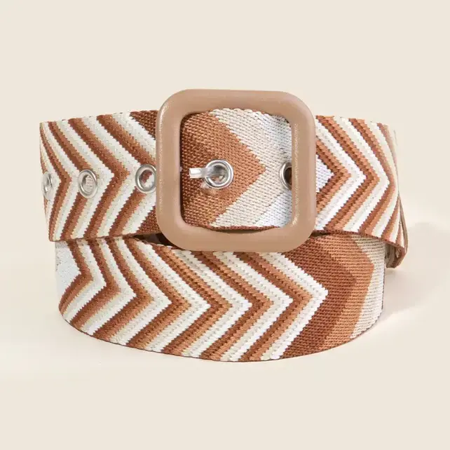 Chevron Pattern Belt - Khaki