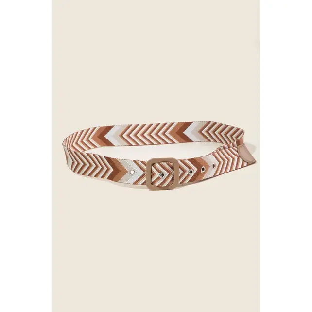 Chevron Pattern Belt - Khaki