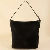 Simple Suede Square Shoulder Bag - Black