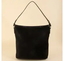 Simple Suede Square Shoulder Bag - Black