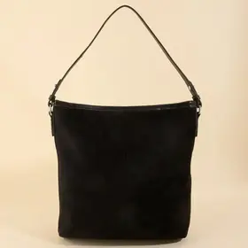 Simple Suede Square Shoulder Bag - Black