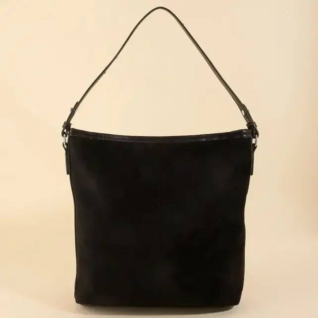 Simple Suede Square Shoulder Bag - Black