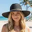 Straw Wide Brim Braided Band Fedora Hat - Black