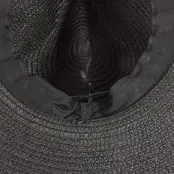 Straw Wide Brim Braided Band Fedora Hat - Black