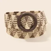 Boho Braided Hoop Buckle Belt - Brown