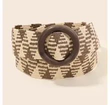 Boho Braided Hoop Buckle Belt - Brown