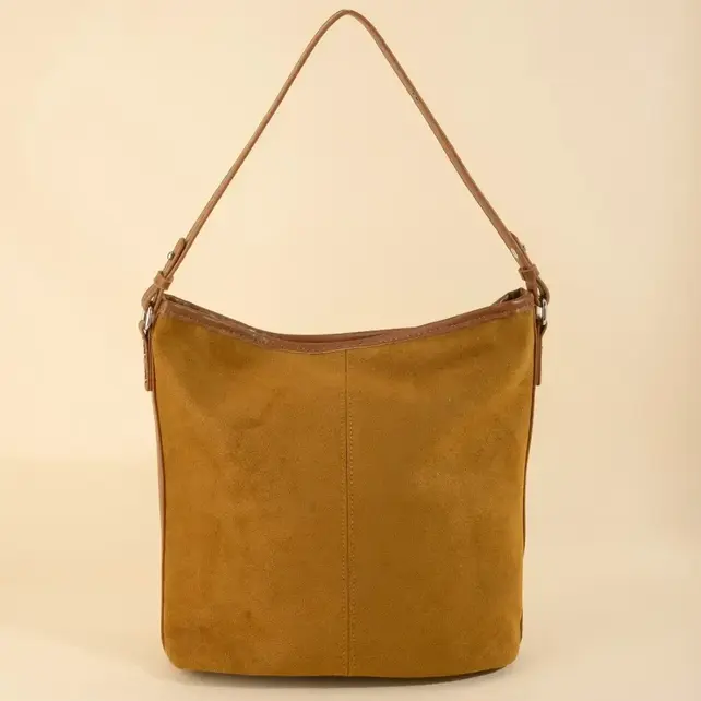 Simple Suede Square Shoulder Bag - Light Brown