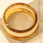 3Pc Mixed Acetate Bangle Bracelets Set - Brown