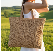 Rectangle Straw Braided Tote Bag - Ivory