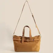 Leather Buckle Strap Detail Tote Bag - Light Brown