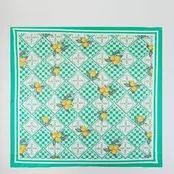 Mosaic Lemon Print Square Bandana Scarf - Green