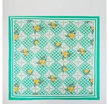 Mosaic Lemon Print Square Bandana Scarf - Green