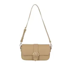 Buckle Flap Shoulder Bag - Stone