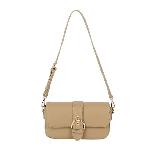 Buckle Flap Shoulder Bag - Stone
