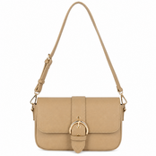 Buckle Flap Shoulder Bag - Stone