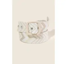 Chevron Pattern Belt - Ivory