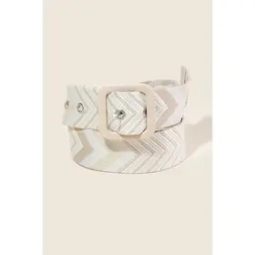 Chevron Pattern Belt - Ivory