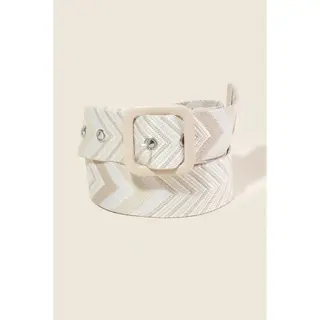 Chevron Pattern Belt - Ivory