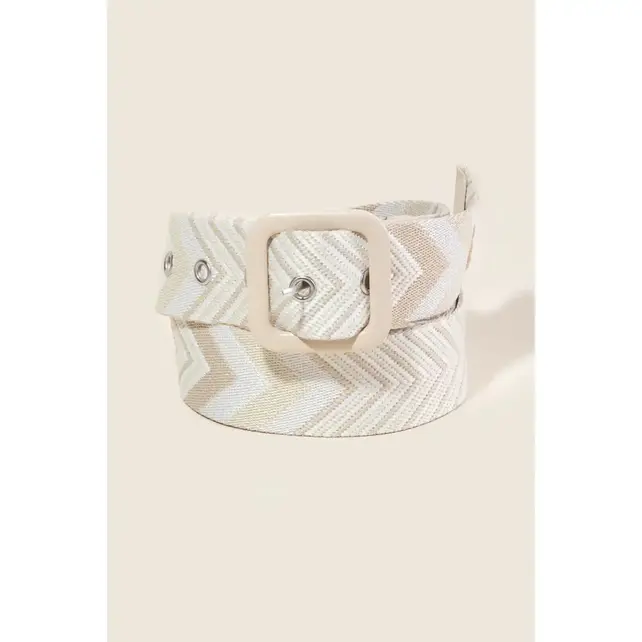 Chevron Pattern Belt - Ivory