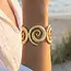 Textured Spiral Wave Cuff Bracelet - Gold