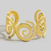 Textured Spiral Wave Cuff Bracelet - Gold