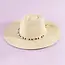 Beaded Cowrie Shell Straw Cowboy Hat - Ivory