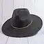 Flat Brim Herringbone Chain Fedora Hat  - Black