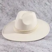Intricate Braided Band Fedora Hat - Ivory