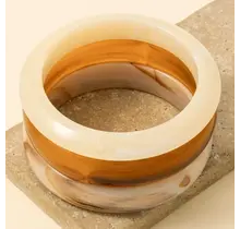 Marble Resin Bangle Bracelet 3 Piece Set - Cream