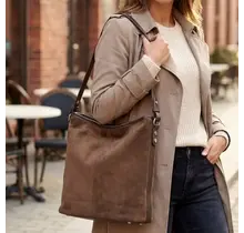 Simple Suede Square Shoulder Bag - Dark Brown