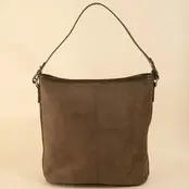 Simple Suede Square Shoulder Bag - Dark Brown