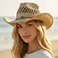 Straw Basket Rope Strap Western Cowboy Hat - Natural