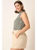 PLUS Flower Print Ruffle Top - Green