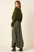 Leopard Print Maxi Skirt - Olive